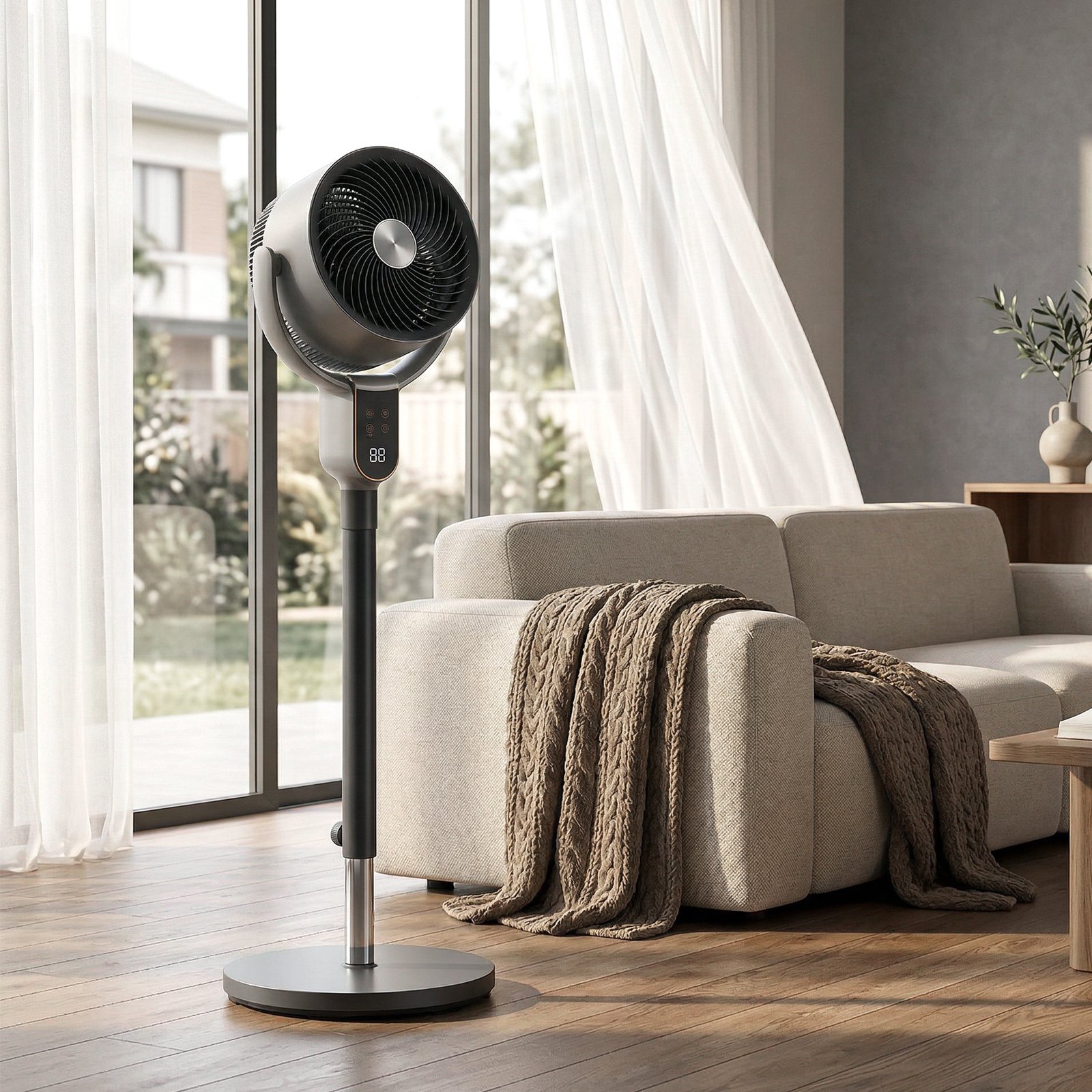 HOMCOM 20 dB Silent Standing Fan for Bedroom, 42" Pedestal Fan with Remote, 90° Oscillating, 8 Speeds, Remote Control, Grey - Image 9