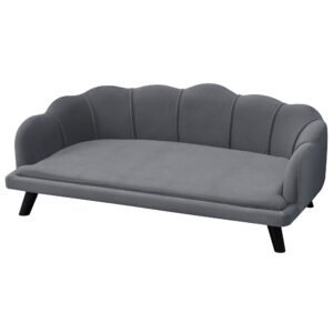 PawHut Dog Sofa, Pet Couch Bed for Medium, Large Dogs, with Legs, Cushion - Grey