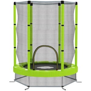 AIYAPLAY 4.6ft Toddler Trampoline w/ Safety Enclosure Net, for Indoor Outdoor Use, Ages 3-6 Years, Green