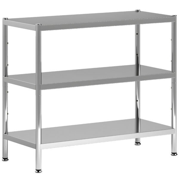 HOMCOM 3-Tier Bakers Rack with Storage, Stainless Steel Microwave Stand with Adjustable Shelves for Small Spaces, Kitchen Storage Unit for Spices, Pots and Pans, Silver Tone HOMCOM 3-Tier Bakers Rack with Storage, Stainless Steel Microwave Stand with Adjustable Shelves for Small Spaces, Kitchen Storage Unit for Spices, Pots and Pans, Silver Tone