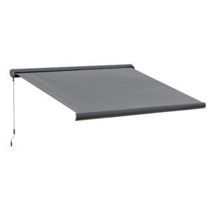 Outsunny Cassette Electric Manual Awning Door Window Retractable Canopy w/ R/C