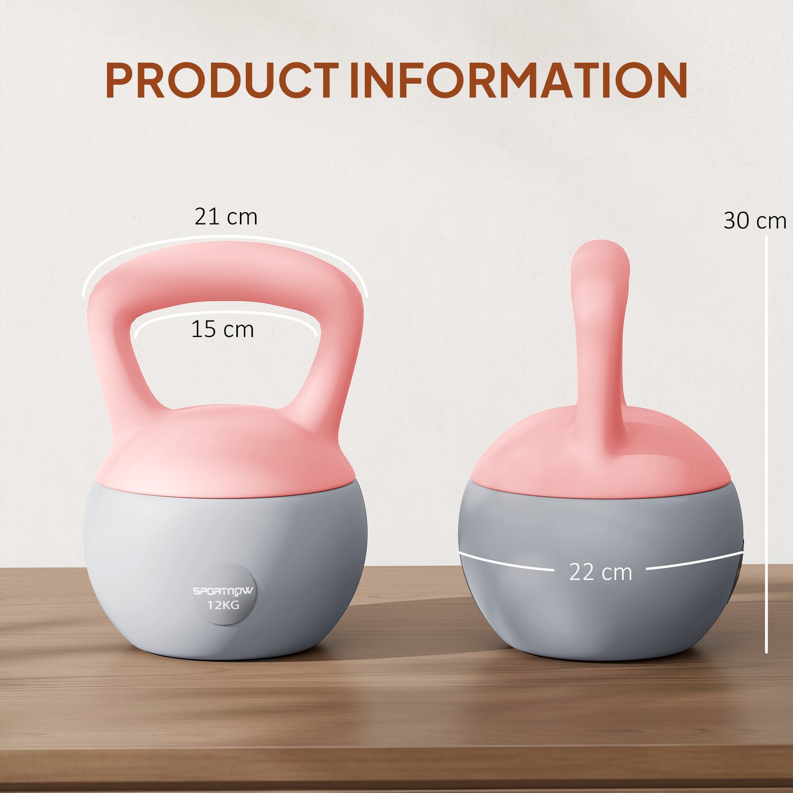 SPORTNOW 12KG Soft Kettlebell, Kettlebell with Non-Slip Handle for Home Gym, Weight Lifting, Strength Training, Pink/Grey - Image 3