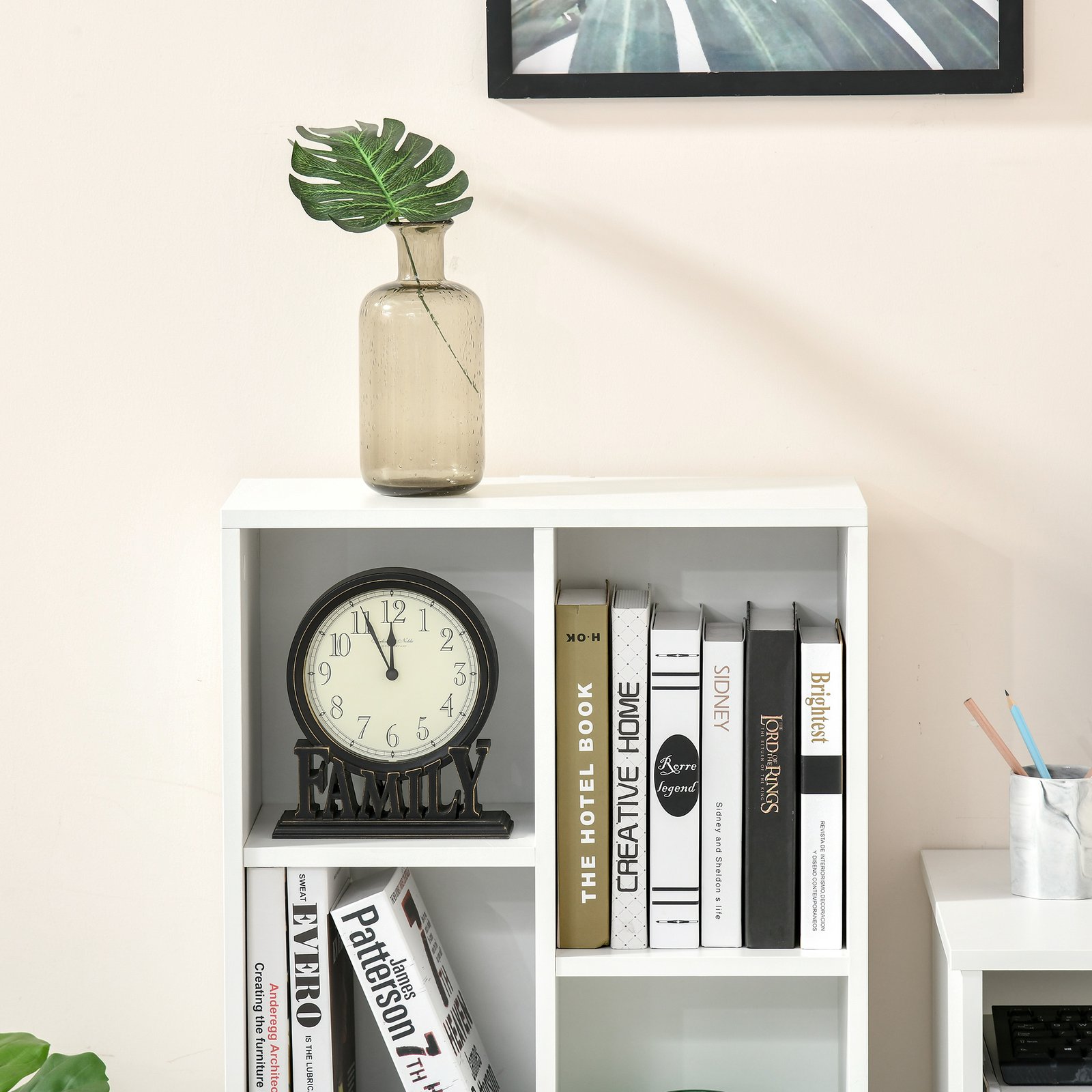 HOMCOM Seven-Cube Bookcase - White Wood Effect - Image 8