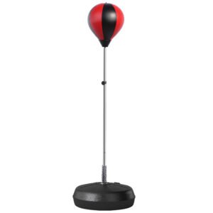 HOMCOM Punching Bag with Stand, 126-144 cm Height Adjustable Boxing Set Free Standing Speed Bag with Gloves and Air Pump for Teenagers Home Gym Workout