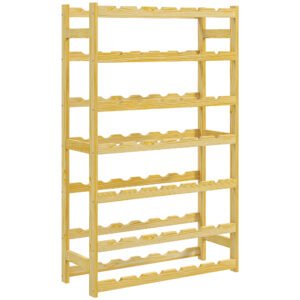 HOMCOM 42-Bottle Wooden Wine Rack - Natural Finish