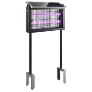 Outsunny Solar Bug Zapper Outdoor, 3500 V Electric Mosquito Fly Zapper with 4.3 m Cord, Dusk-to-Dawn Control, Black