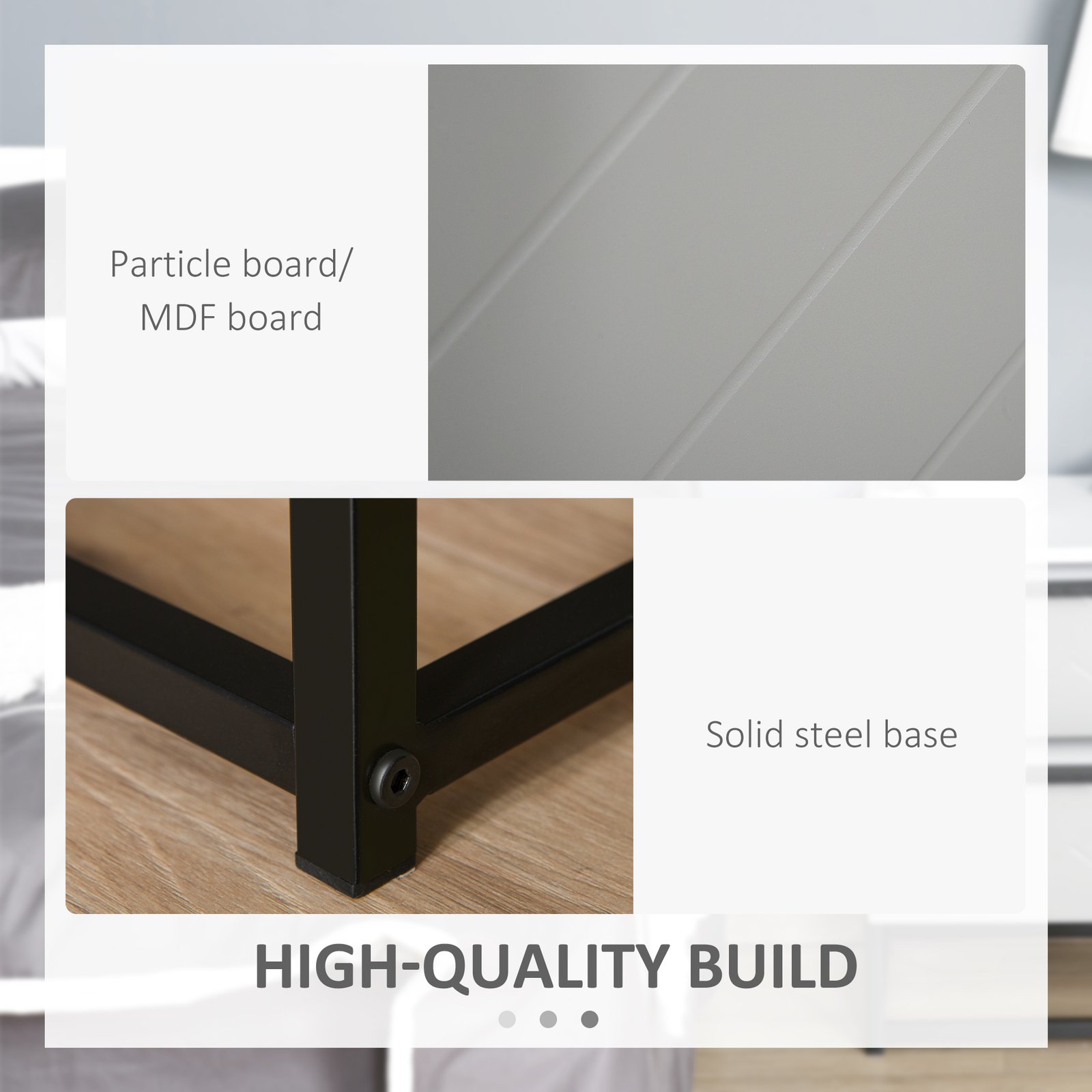 HOMCOM Bedside Cabinet with 2 Drawer Storage Unit, Unique Shape Bedroom Table Nightstand with Metal Base, for Living Room, Study Room, Dorm - Image 6