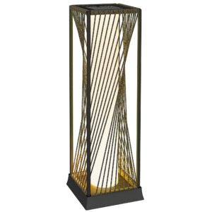Outsunny Garden Rattan Lamp, 77 cm Tall Solar Rattan Floor Lamp, Solar Garden Light with Auto On/Off LED Lights, IP44 Waterproof for Outdoor, Porch, Pathway, Terrace, Grey