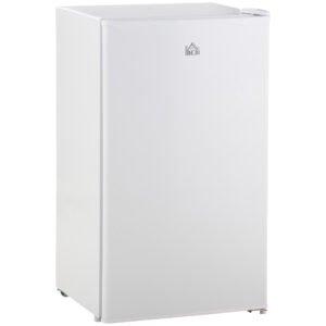HOMCOM Under Counter Fridge, 91L Small Fridge with Chiller Box, Removable Shelf, Reversible Door, Adjustable Legs, Mini Refrigerator, White
