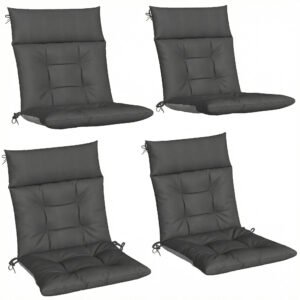 Outsunny Patio Chair Cushions Set of 4, Waterproof Non-Slip Lounge Chair Cushions, 112x53cm, Dark Grey
