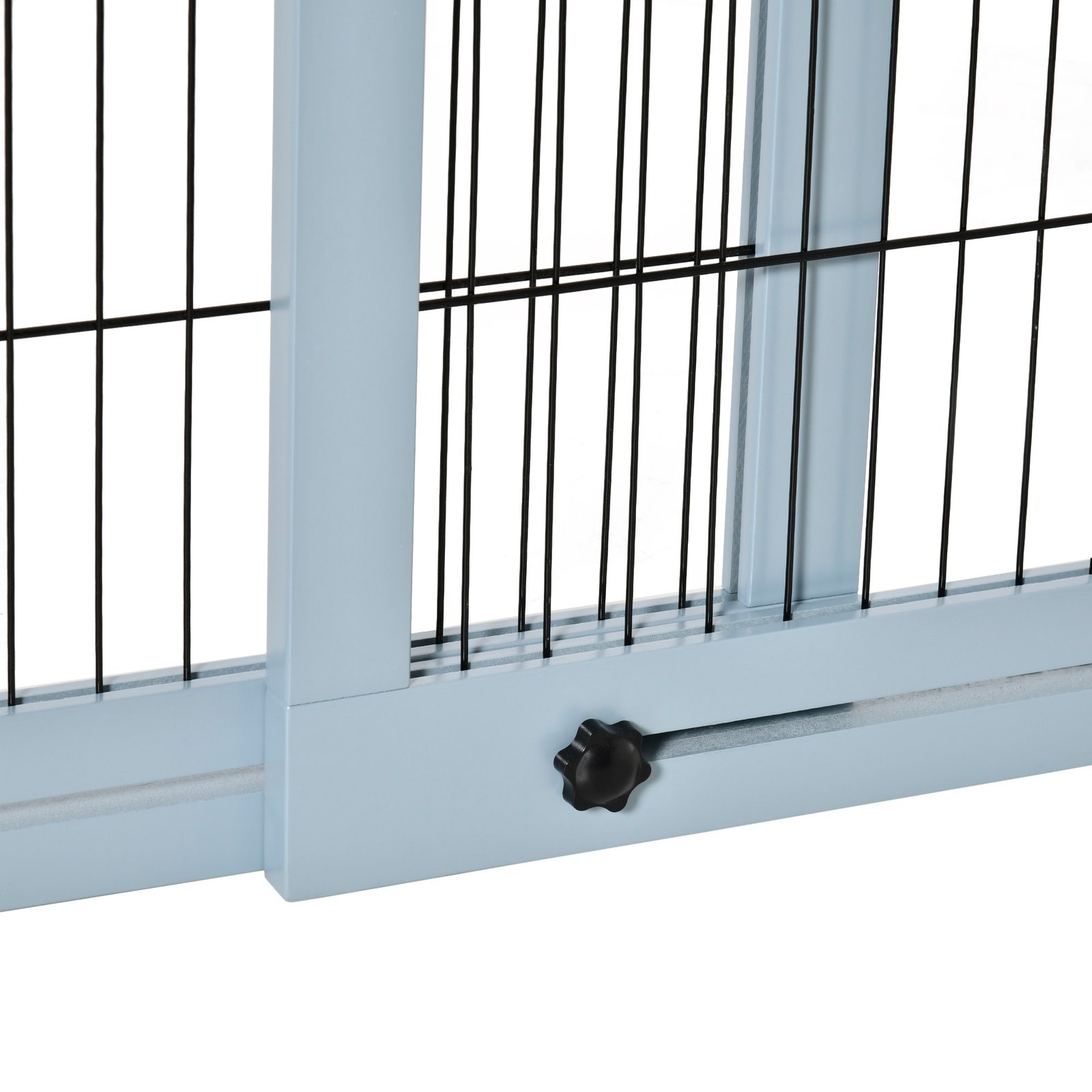 PawHut Freestanding Dog Gate, Foldable Pet Fence, Indoor Wood Barrier, Stair Gate with Support Feet, for Doorway, Hallway, Small and Medium Dogs, 69H x 104-180 cm, Blue-grey - Image 9