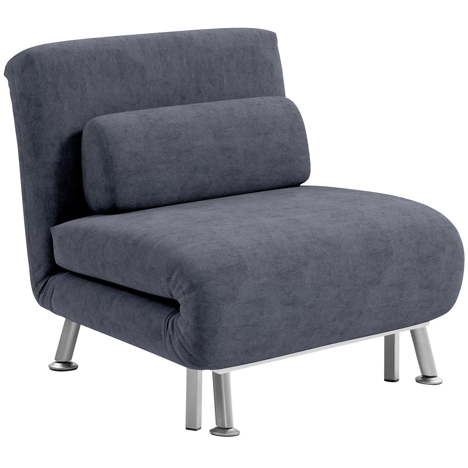 HOMCOM Single Velvet-Feel Sleeper Chair - Charcoal Grey