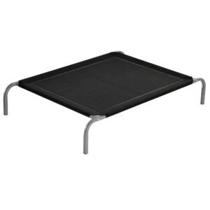 PawHut Elevated Pet Bed Cooling Raised Cot Style Bed for Large Medium Sized Dogs with Non-slip Pads Steel Frame Breathable Mesh Fabric, 110 x 75 x 20 cm - Black