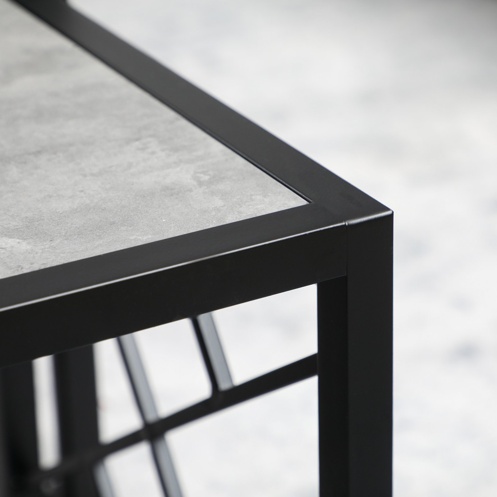 HOMCOM Nesting Coffee Tables, Set of 3 Square Side Tables with Black Metal Frame, for Living Room, Bedroom and Office, Grey - Image 8