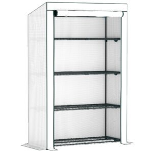 Outsunny Four-Tier Mini Greenhouse - Green/White