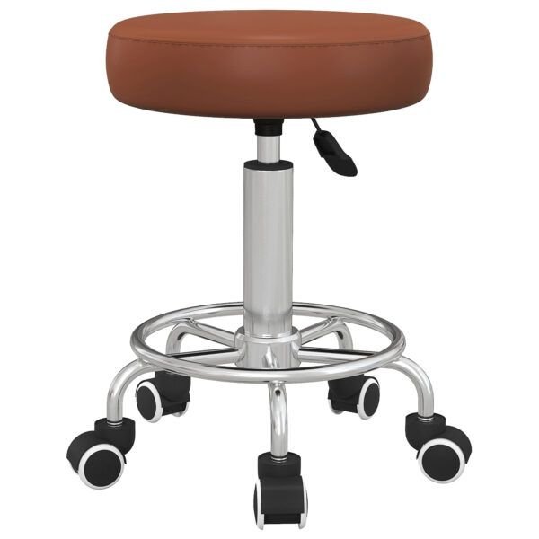 Vinsetto PU Leather Rolling Stool, Height Adjustable Stool Chair with Wheels for Salon, Massage, Spa, Brown Vinsetto PU Leather Rolling Stool, Height Adjustable Stool Chair with Wheels for Salon, Massage, Spa, Brown