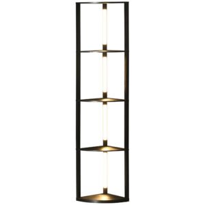 HOMCOM Corner Floor Lamp for Living Room Bedroom with Dimmable Warm White LED Light, Modern Tall Standing Lamp, Black