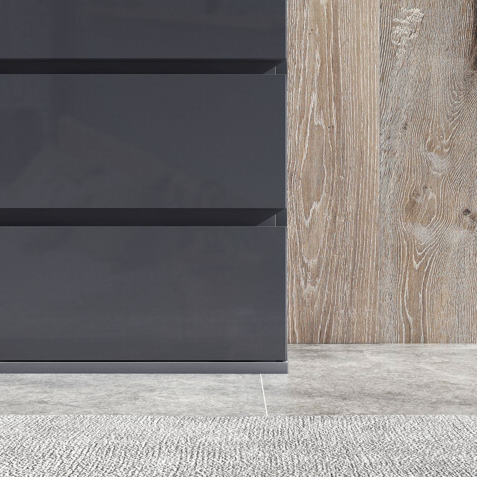 HOMCOM High Gloss Chest of Drawers, 4-Drawer Storage Cabinets, Modern Dresser for Bedroom, Grey - Image 8