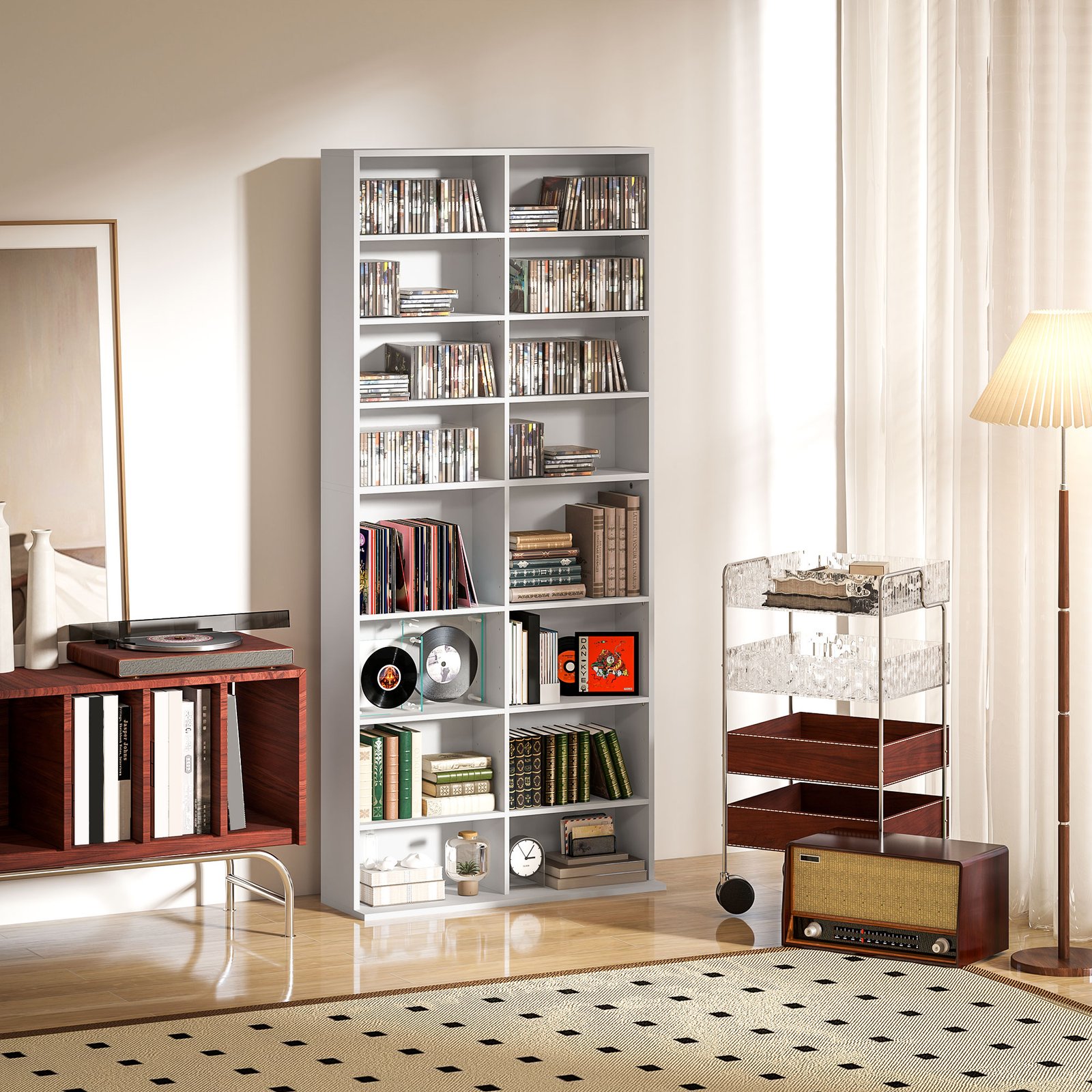 HOMCOM 640 CD Storage Tower - White - Image 2