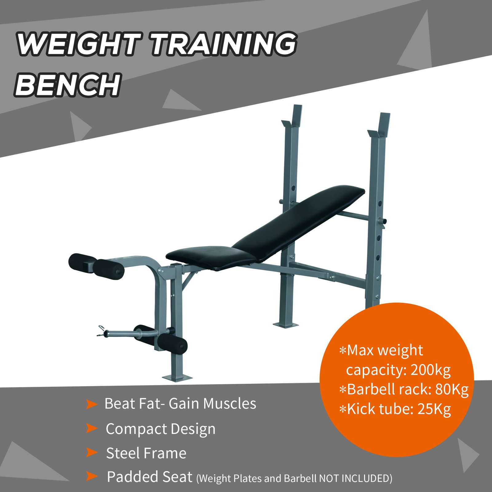 HOMCOM 4-Levels Adjustable Weight Bench Fitness Equipment with Barbell Rack-Black - Image 4