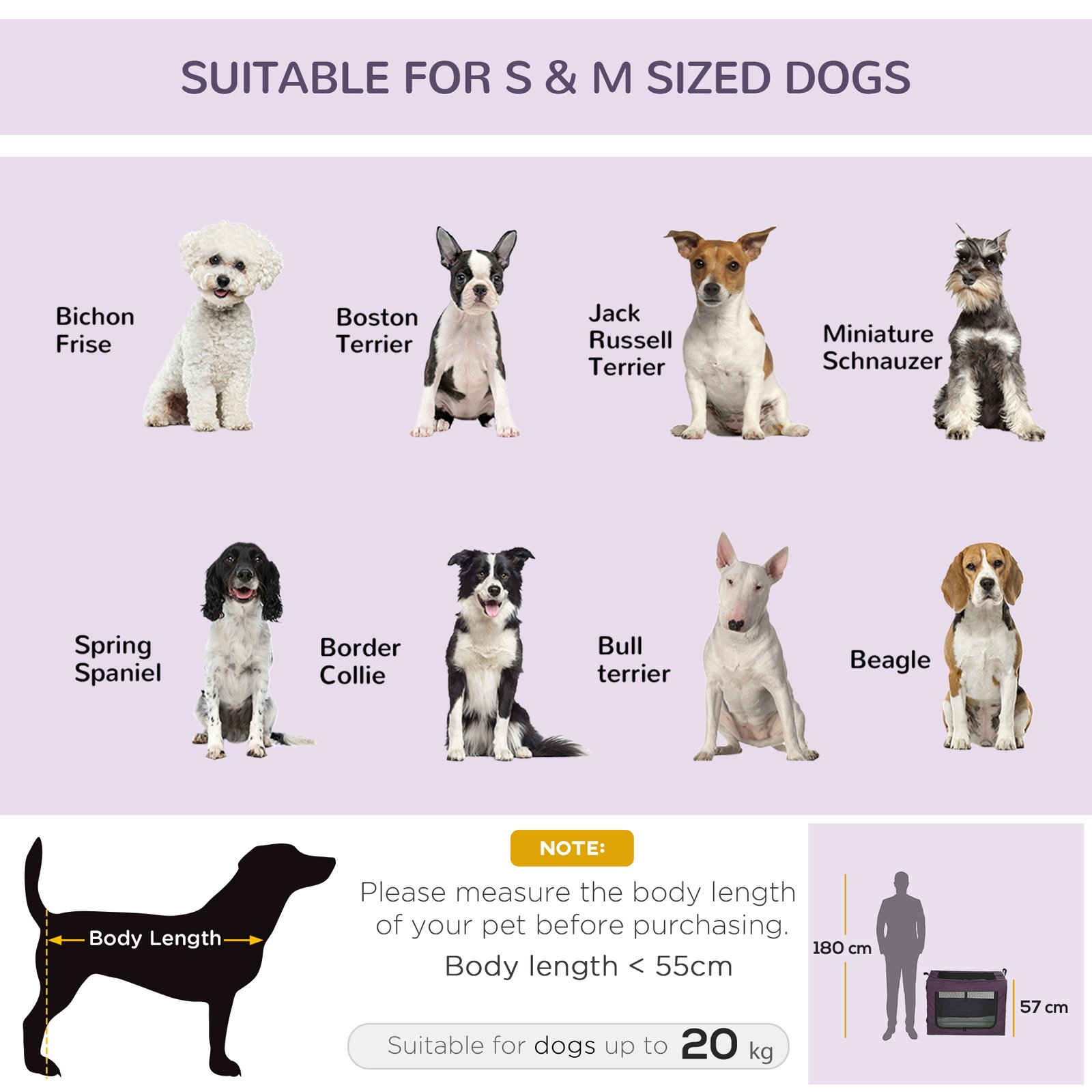 PawHut 80cm Pet Carrier, with Cushion, for Small and Medium Dogs - Purple - Image 5