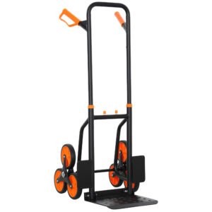 DURHAND Six-Wheel Folding  Sack Barrow Trolley - Black/Orange