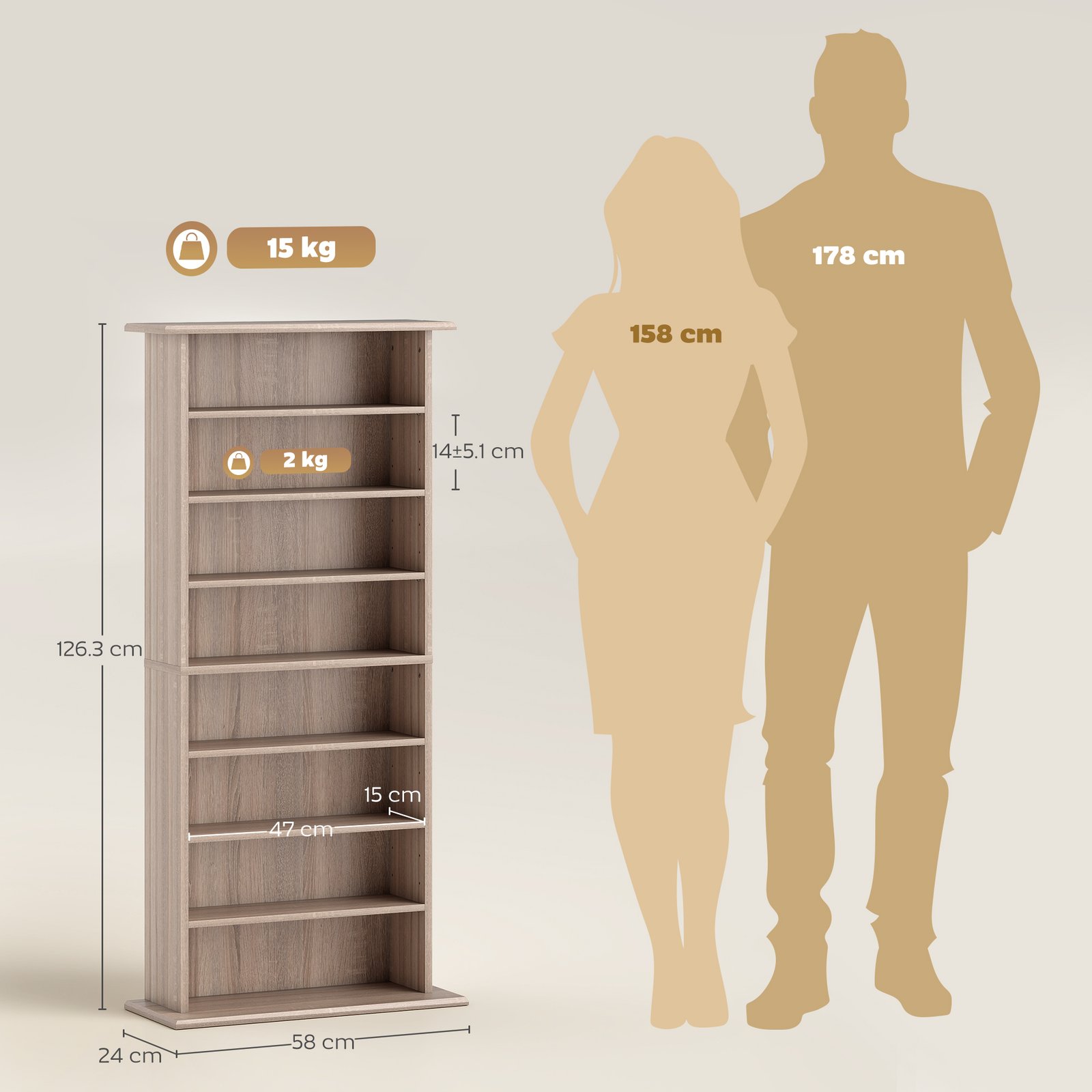 HOMCOM 360 CD Storage Unit - Natural Wood Finish - Image 3