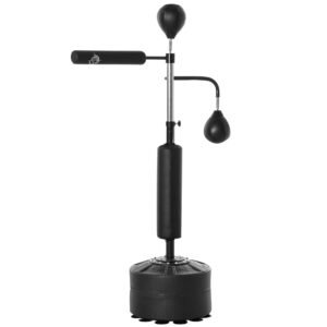 HOMCOM 4-in-1 Boxing Punching Bag, Freestanding with 2 Speed Bals, 360° Reflex Bar, 160-230cm Adjustable Height, Black