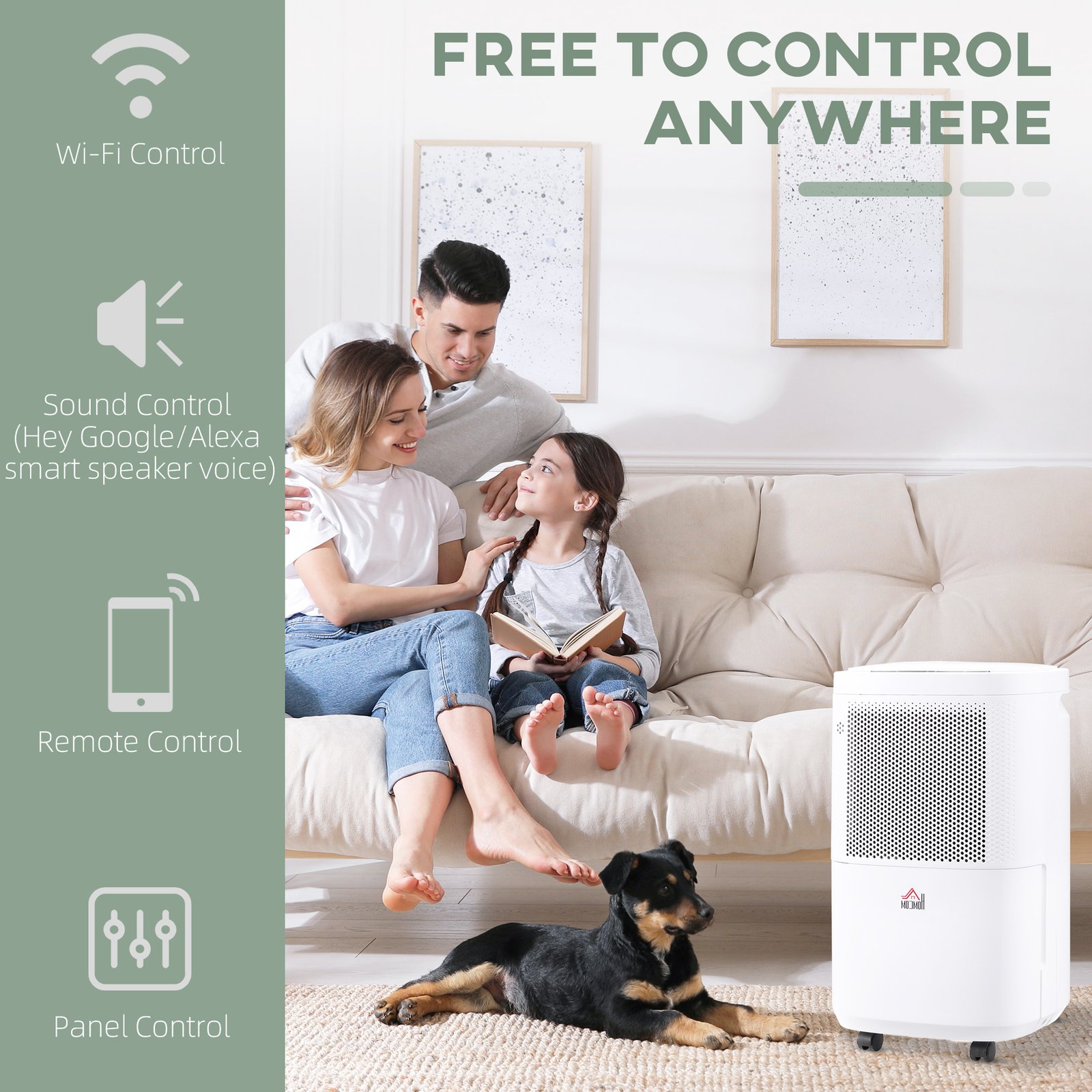 HOMCOM 10L/Day 2200ML Portable Quiet Dehumidifier with WiFi Smart App Control, Electric Moisture Air Dehumidifier for Home Laundry Basement - Image 4