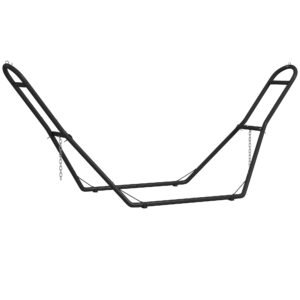 Outsunny 9ft Hammock Stand Adjustable Hammock Frame with Non-Slip Feet for Indoor Outdoor, 150 kg Capacity, Black