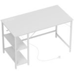 HOMCOM Computer Desk, with Power Sockets – White HOMCOM Computer Desk, with Power Sockets – White