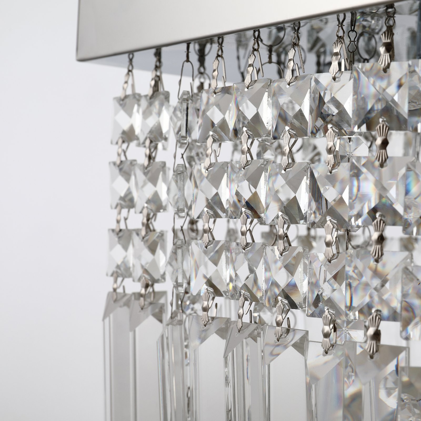HOMCOM Modern Crystal Ceiling Light Square Crystal Chandelier for Living Room, Dining Room, Hall, 5 x E14 Lamp Holders, Silver, 80 x 25 x 23cm - Image 8