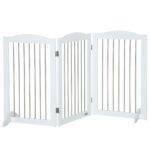 PawHut Foldable Dog Gate, Freestanding Pet Gate, with Two Support Feet, for Staircases, Hallways, Doorways – White