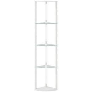 HOMCOM LED Floor Lamp with Shelves, Dimmable Standing Lamp with Foot Switch for Living Room, Bedroom, White