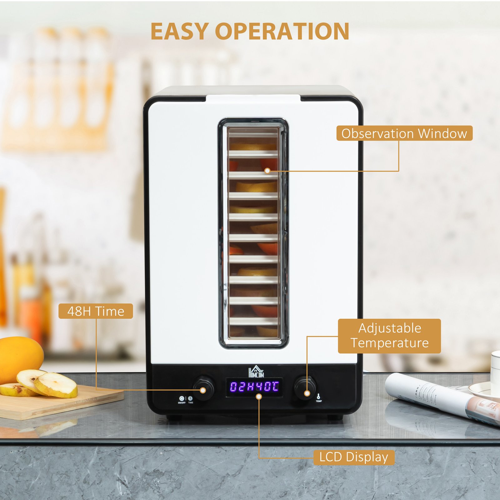 HOMCOM 11-Tray Food Dehydrator, 40-70? Temperature and Timer - Image 6