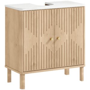 HOMCOM Under Sink Bathroom Cabinet for Basin without or with Pedestal - Oak