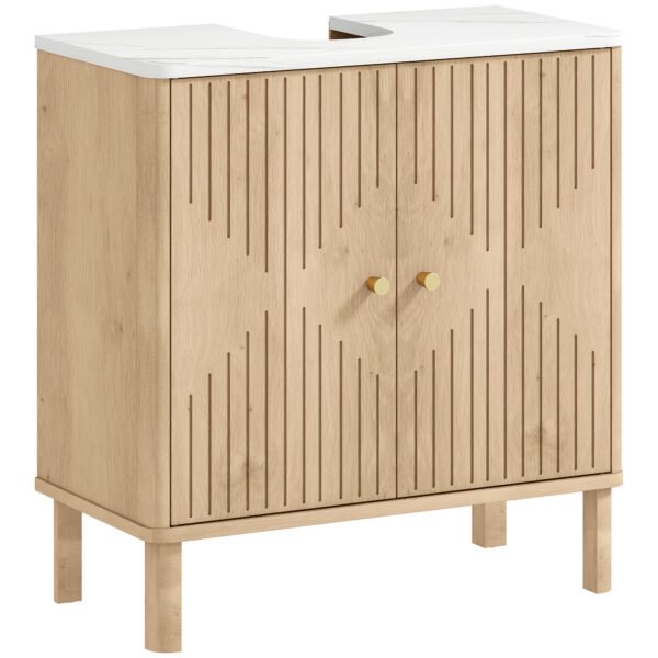 HOMCOM Under Sink Bathroom Cabinet for Basin without or with Pedestal – Oak HOMCOM Under Sink Bathroom Cabinet for Basin without or with Pedestal – Oak