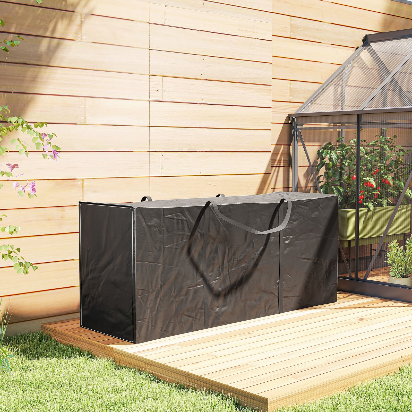 Outsunny 720 L Waterproof Garden Cushion Storage Bag - Black - Image 9
