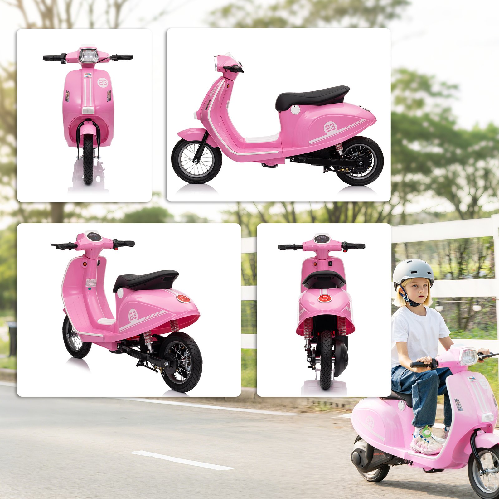 AIYAPLAY 24V Kids Electric Motorbike, Ride on Motorcycle with Manual Throttle, Brakes and LED Lights for Ages 8-12 Years, Pink - Image 8