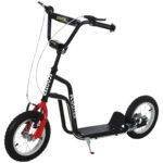 HOMCOM Teen Kick Scooter with Adjustable Handlebar, Inflatable Wheels, Two Brakes, Black HOMCOM Teen Kick Scooter with Adjustable Handlebar, Inflatable Wheels, Two Brakes, Black