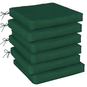 Outsunny Set of 6 Chair Cushion Seat Pads Dining Chair w/ Straps, Indoor Outdoor Removable Tie On Garden Patio, Green