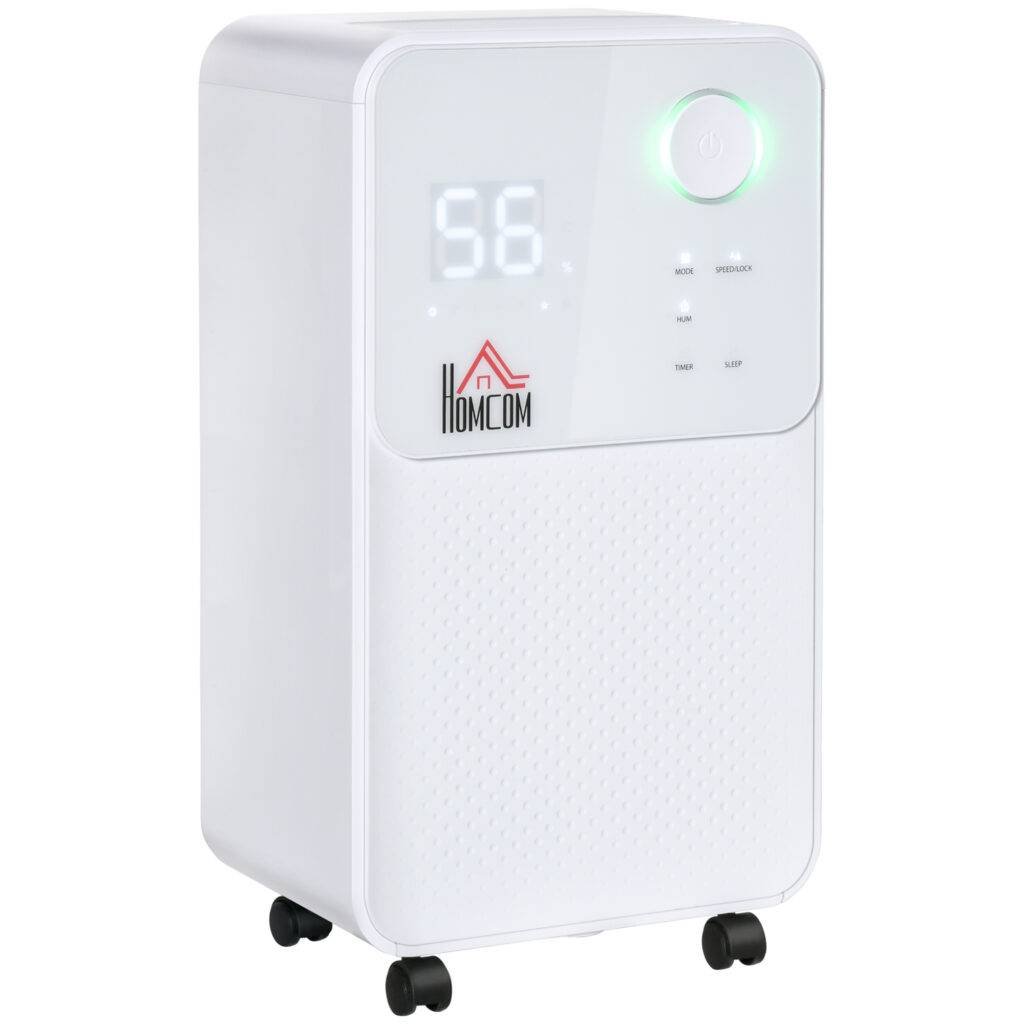 HOMCOM 12L/Day Dehumidifier for Home, Laundry Room, Bedroom, Basement, Electric Moisture Air De-Humidifier with 4 Modes, Continuous Drainage, 24H Timer, Digital Humidity Display HOMCOM 12L/Day Dehumidifier for Home, Laundry Room, Bedroom, Basement, Electric Moisture Air De-Humidifier with 4 Modes, Continuous Drainage, 24H Timer, Digital Humidity Display
