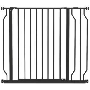 PawHut Wide Dog Safety Gate, with Door Pressure, for Doorways, Hallways, Staircases - Black