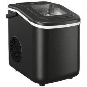 HOMCOM Countertop Ice Maker Machine 9 Cubes in 7 Mins Portable Ice Machine Ice Scoop and Basket 2 Sizes Black