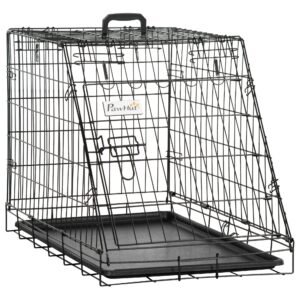 Pawhut Trapeze Collapsible Dog Pet Travel Box Cage Removable Tray 78 x 47 x 55cm