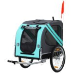PawHut Folding Dog Bike Trailer Pet Cart Carrier for Bicycle Travel in Steel Frame with Hitch Coupler – Light Blue & Grey PawHut Folding Dog Bike Trailer Pet Cart Carrier for Bicycle Travel in Steel Frame with Hitch Coupler – Light Blue & Grey