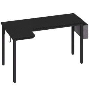 HOMCOM L-Shaped Computer Gaming Desk with Fabric Bag, Hooks and Cable Management, 145 x 81 x 76cm - Black