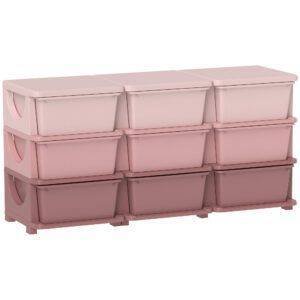 HOMCOM Kids Storage Unit, with Nine Drawers - Pink
