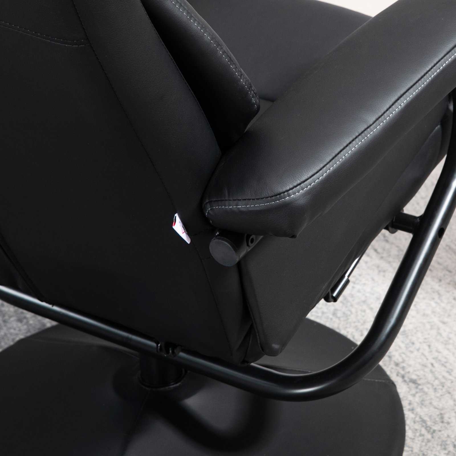 HOMCOM Swivel Recliner Chair with Footstool, PU Leather Recliner Armchair with Ottoman, Steel Base, Upholstered Reclining Chair for Living Room, Bedroom, Office, Black - Image 9