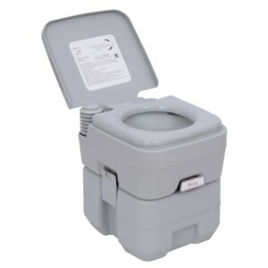 Outsunny Portable Camping Toilet, 20L Flushable Porta Potty Portaloo with 2 Detachable Tanks, Flush and Double Seal Valve for Outdoor Camping Hiking Travel Caravan